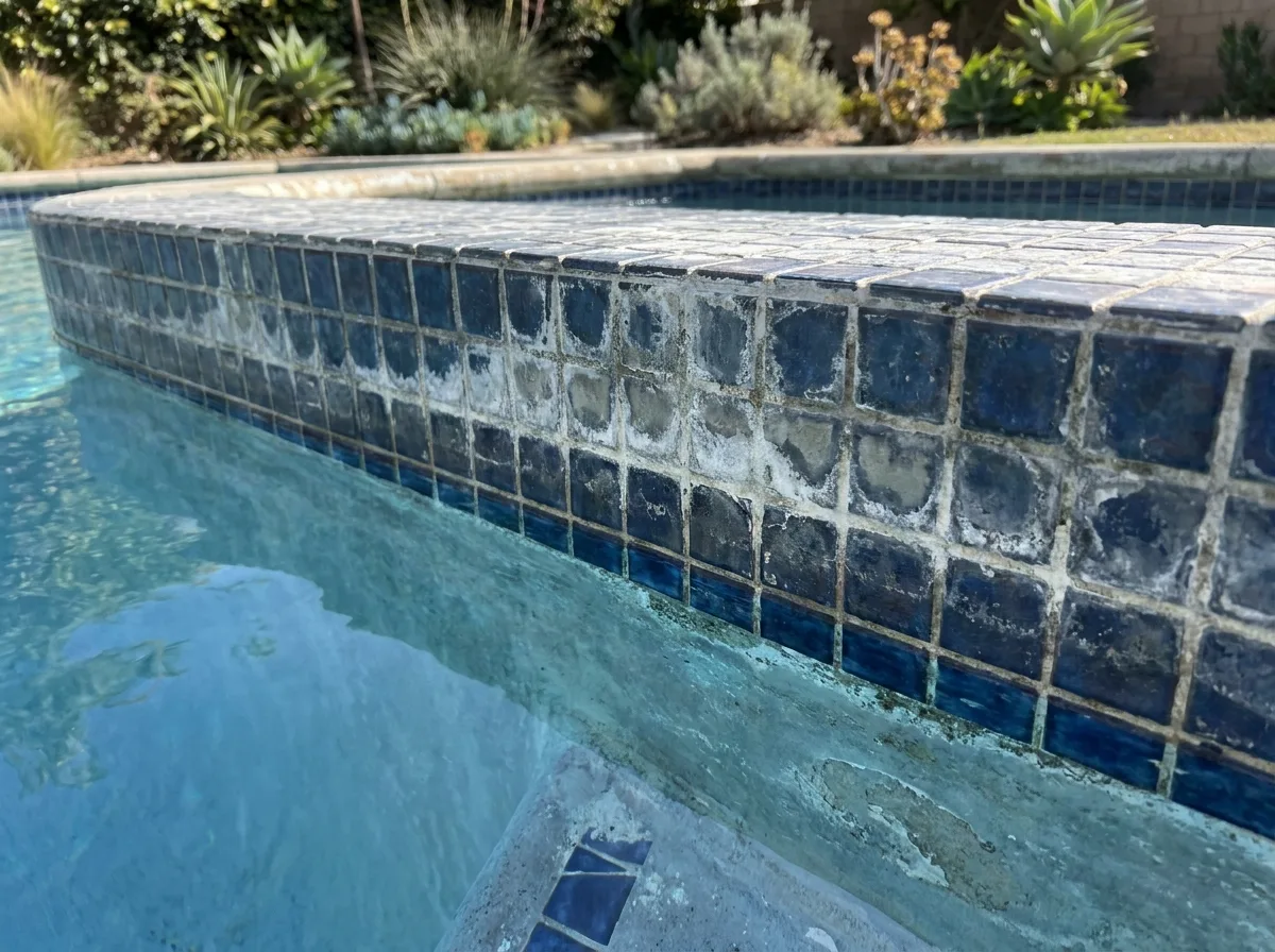 Pool Tile Cleaning, before