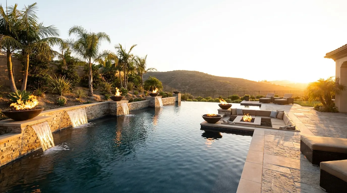 Fire Features & Water Features by Showtime Pools in Los Angeles